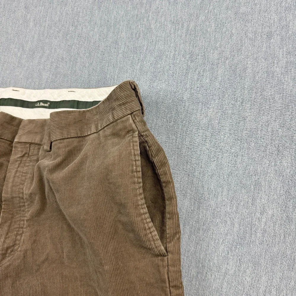 L.L. Bean‎ Corduroy Pants Mens 33x29 Brown Tan Comfort Waist Stretch Classic Fit